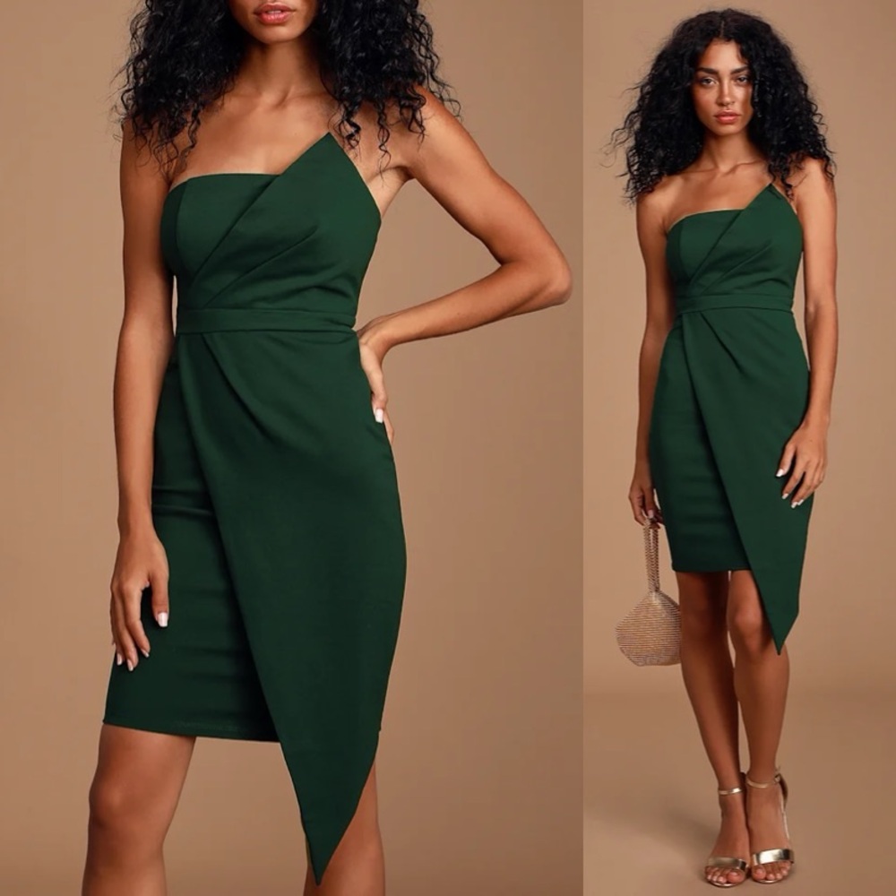 Lulu's Asymmetrical Green Dress